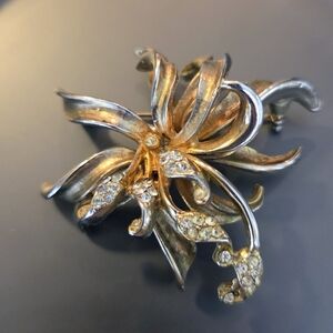 Elegant Gold and Silver Floral Brooch